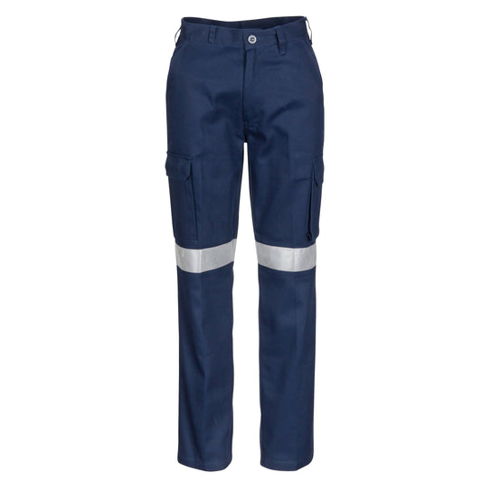 3323-Ladies Cotton Drill Cargo Pants with 3M Reflective Tape