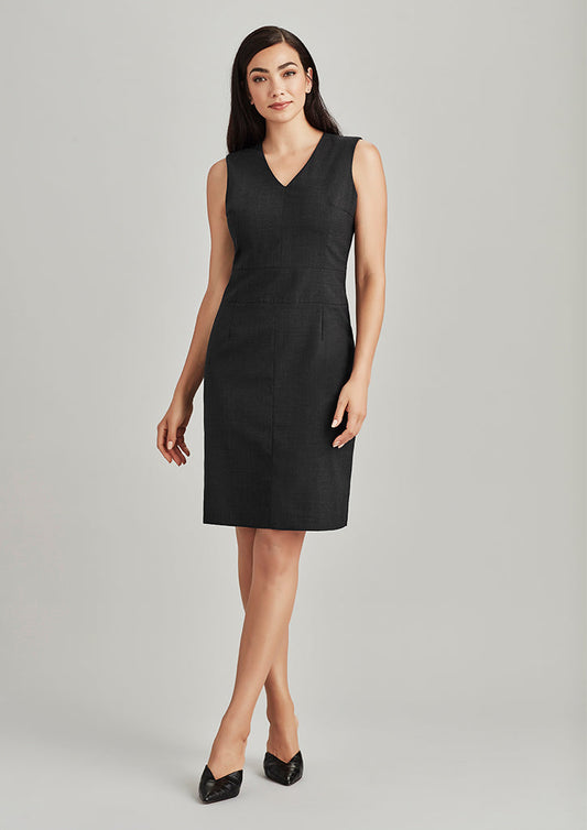 34021-Comfort Wool Stretch Womens Sleeveless V Neck Dress