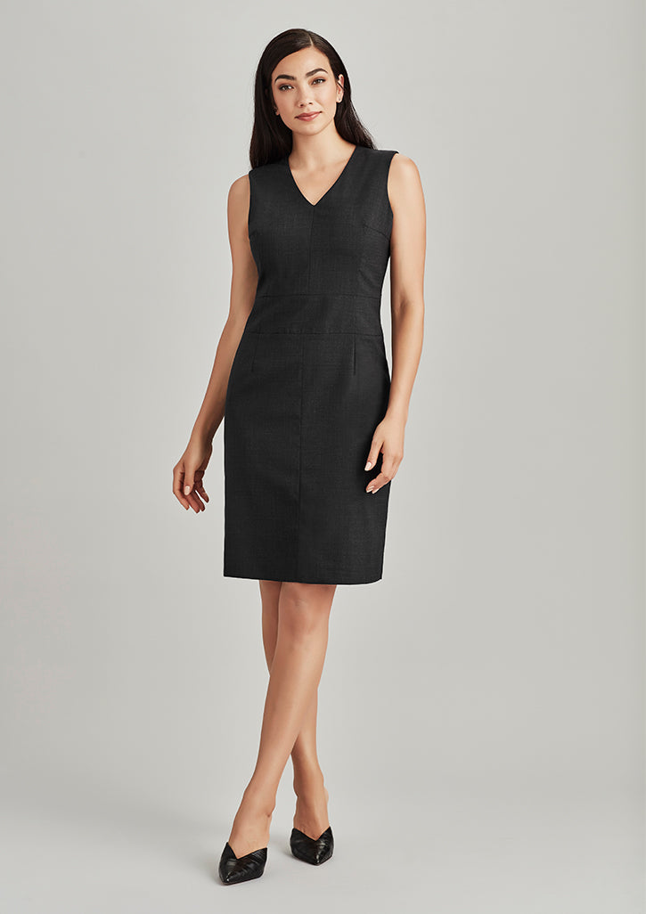 34021-Comfort Wool Stretch Womens Sleeveless V Neck Dress