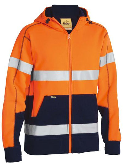 Taped Hi Vis Zip Fleece Hoodie With Sherpa Lining
