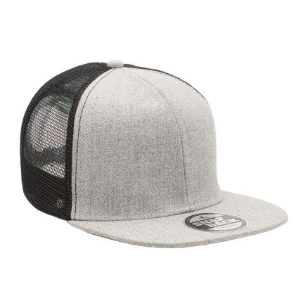 4396-Heathered Flat Peak Trucker