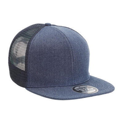 4396-Heathered Flat Peak Trucker