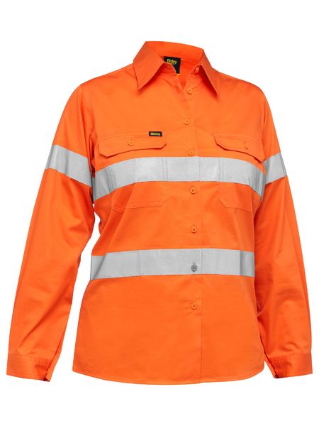 Women’S Taped Hi Vis Cool Lightweight Drill Shirt