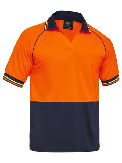 TWO TONE HI VIS V-NECK POLOSHIRT SHORT SLEEVE