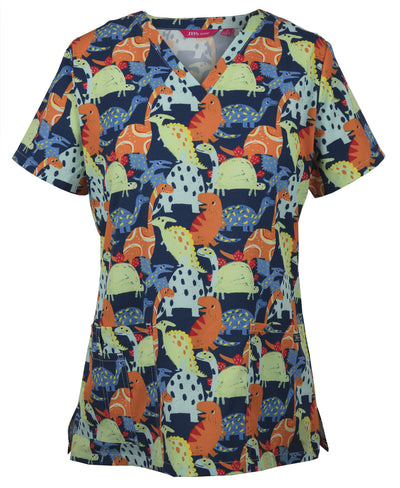 4STP1-Jb'S Ladies Scrub Top Printed