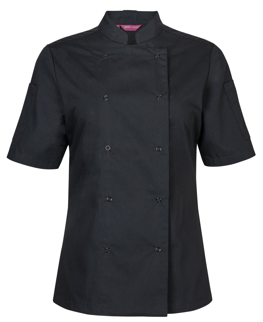 5CJS1-Jb'S Ladies S/S Snap Button Chefs Jacket