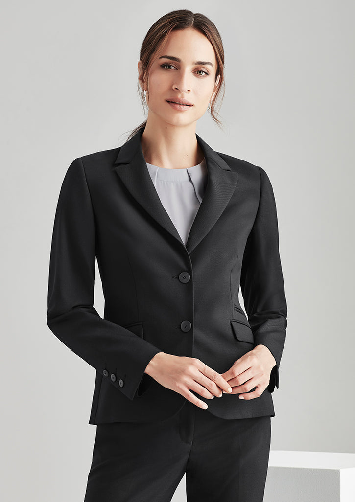 64019-Comfort Wool Stretch Womens Two Button Mid Length Jacket