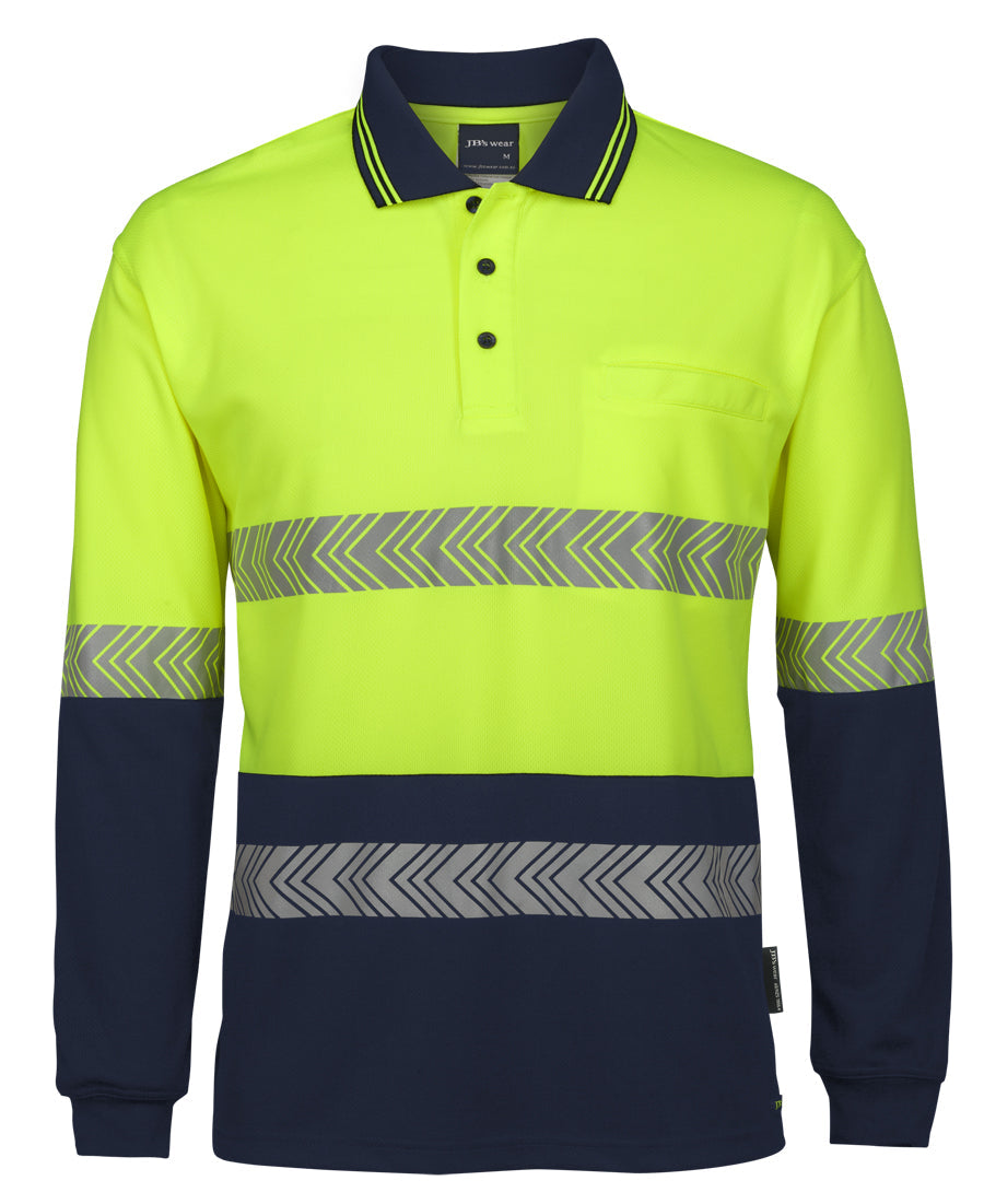 6HLST-Jb'S Hi Vis L/S Segmented Tape Polo
