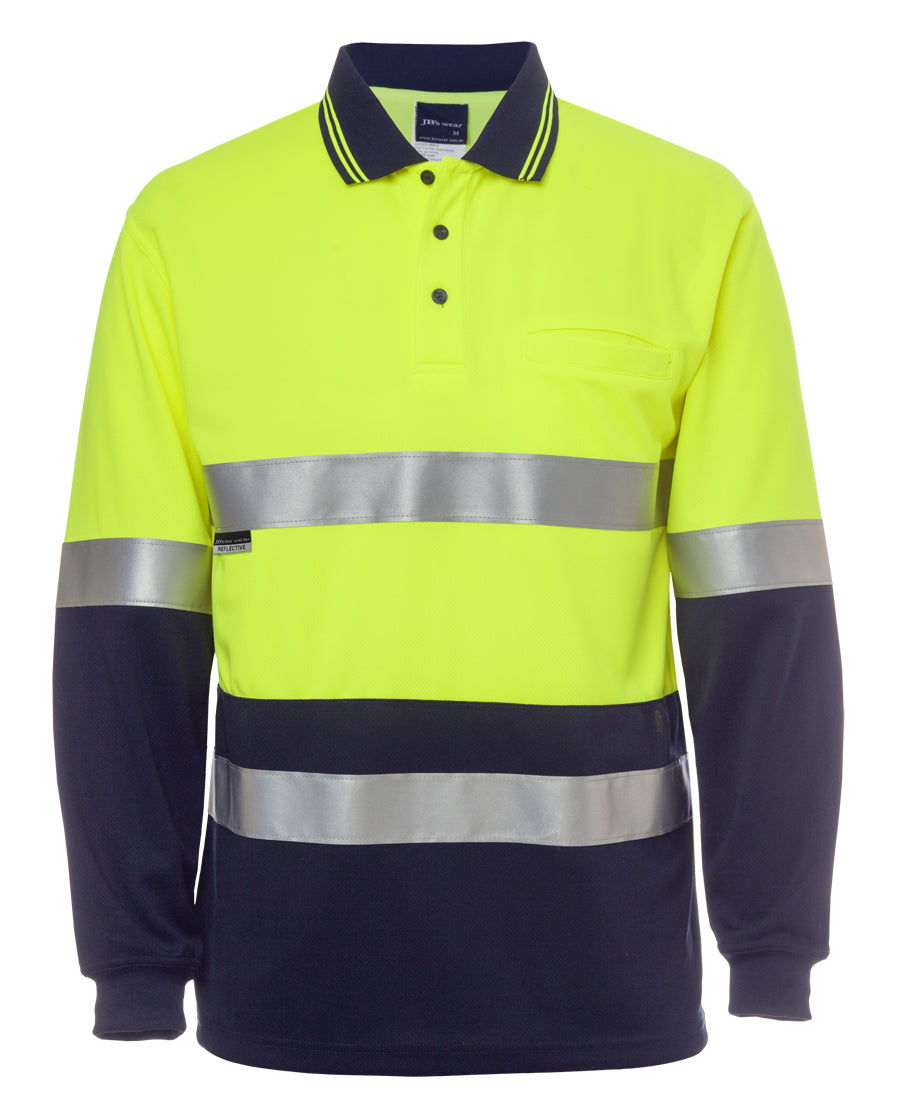 6HMCB-Jb'S Hi Vis L/S (D+N) Cotton Back Polo