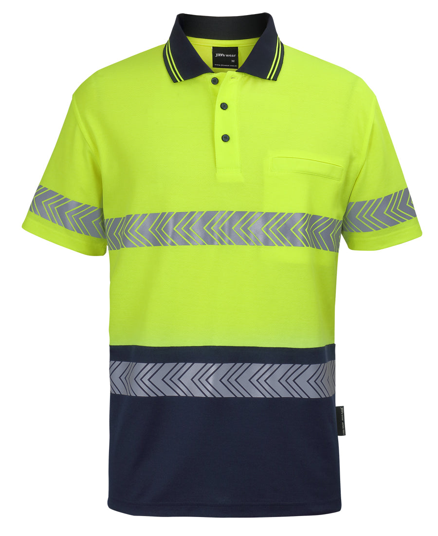 6HMSS-Jb'S Hi Vis S/S D+N C/Back Segmented Tape Polo