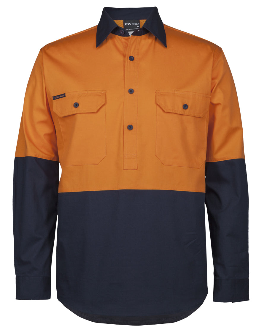 6HVCS-Jb'S Hi Vis Close Front L/S 150G Work Shirt