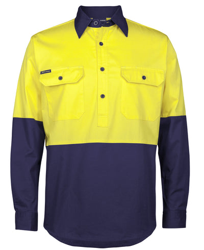 6HVCS-Jb'S Hi Vis Close Front L/S 150G Work Shirt