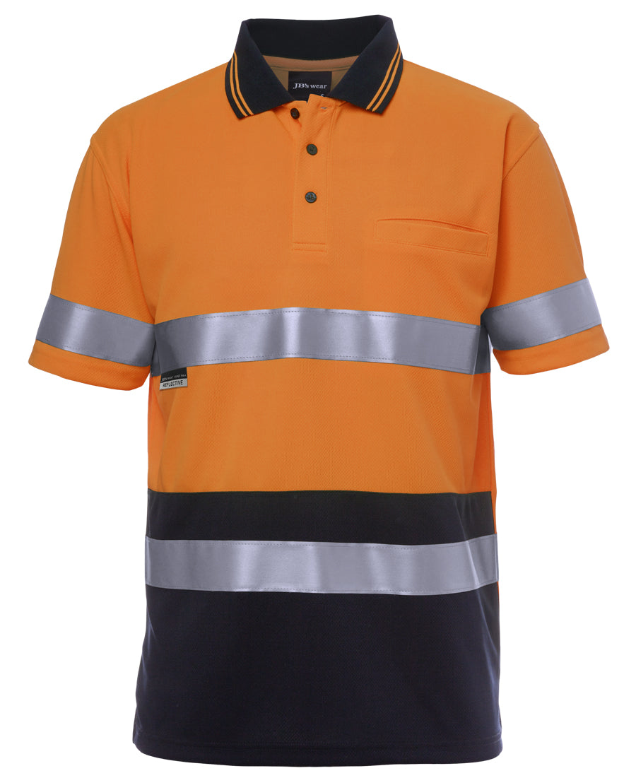 6HVST-Jb'S Hi Vis S/S Non Cuff (D+N) Trad Polo