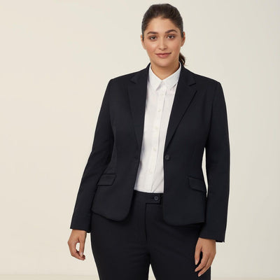 POLY VISCOSE STRETCH TWILL 1 BUTTON CROPPED JACKET