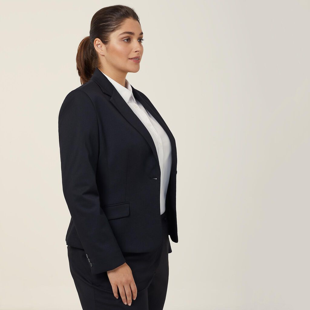 POLY VISCOSE STRETCH TWILL 1 BUTTON CROPPED JACKET