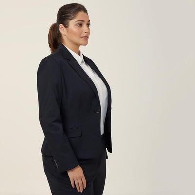 POLY VISCOSE STRETCH TWILL 1 BUTTON CROPPED JACKET