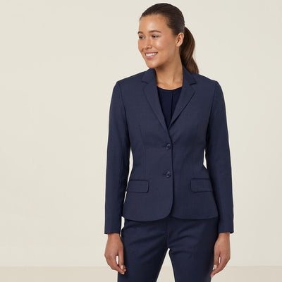 SHARKSKIN 2 BUTTON MID-LENGTH DETAIL JACKET