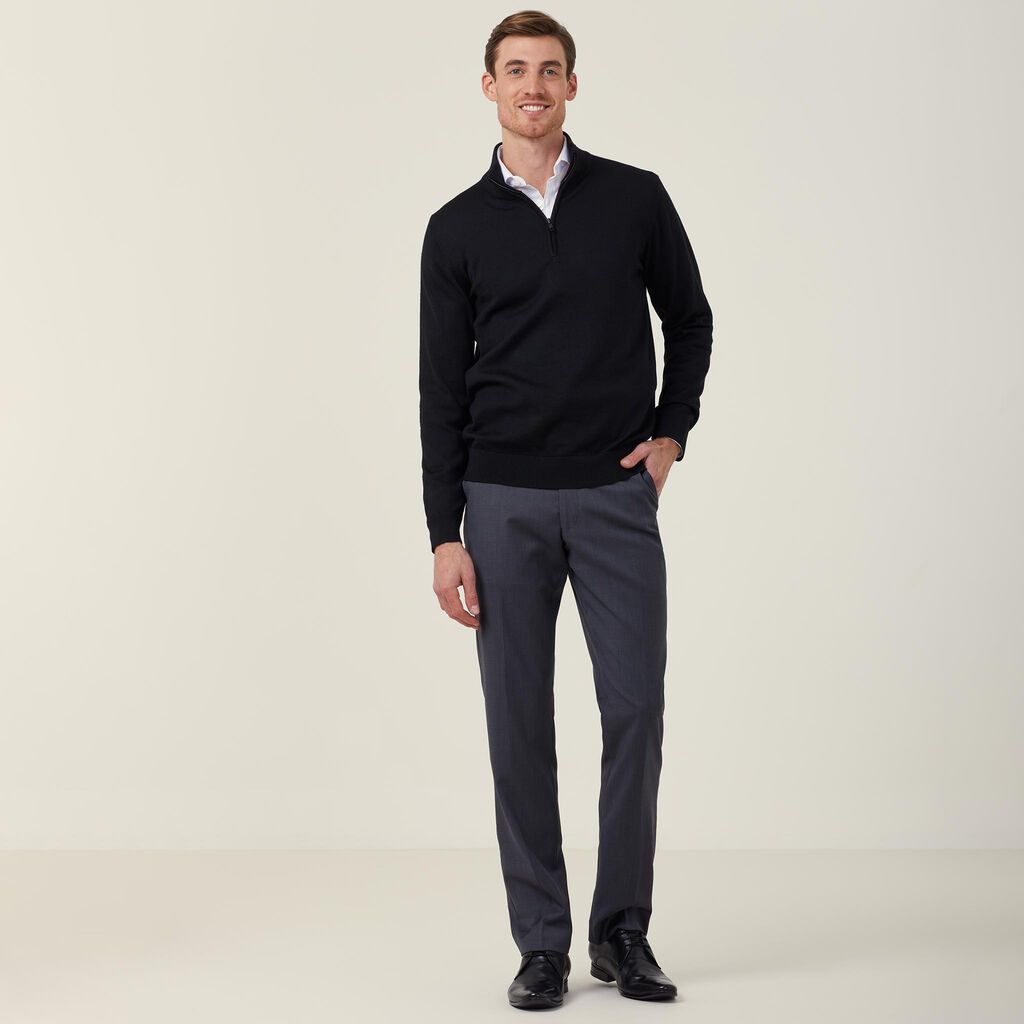 TREVIRA® WOOL BLEND LONG SLEEVE ZIP NECK JUMPER