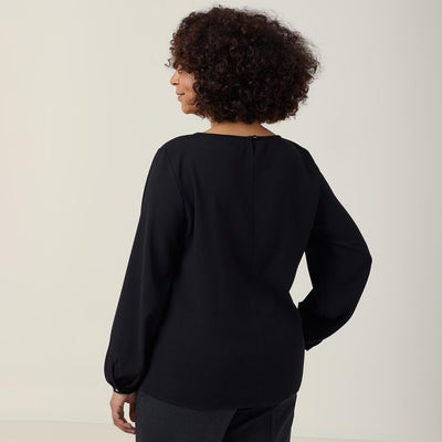 HEAVY STRETCH GEORGETTE LONG SLEEVE BLOUSE