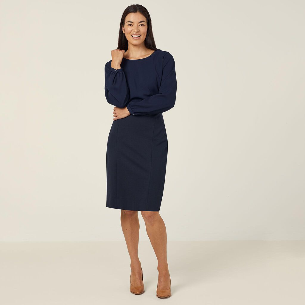 HEAVY STRETCH GEORGETTE LONG SLEEVE BLOUSE