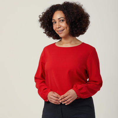 HEAVY STRETCH GEORGETTE LONG SLEEVE BLOUSE