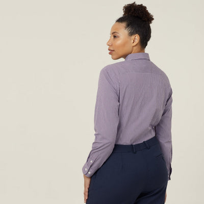 WOMEN'S AVIGNON GINGHAM CHECKERED LONGSLEEVES-SLIM SHIRT