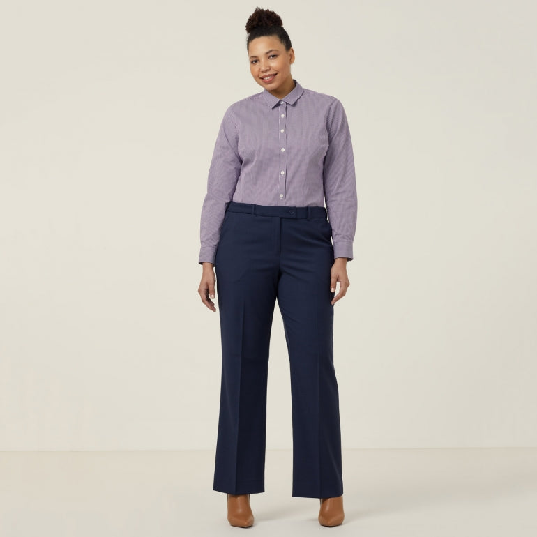 WOMEN'S AVIGNON GINGHAM CHECKERED LONGSLEEVES-SLIM SHIRT