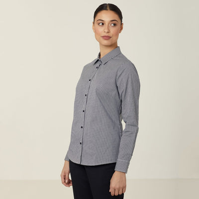 WOMEN'S AVIGNON GINGHAM CHECKERED LONGSLEEVES-SLIM SHIRT
