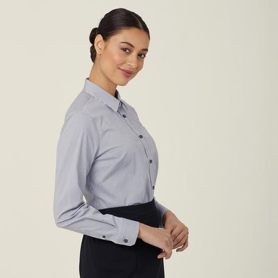 WOMEN'S AVIGNON GINGHAM CHECKERED LONGSLEEVES-SLIM SHIRT