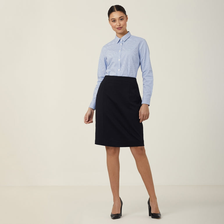 WOMEN'S AVIGNON GINGHAM CHECKERED LONGSLEEVES-SLIM SHIRT