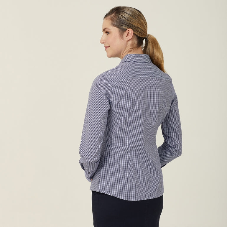 WOMEN'S AVIGNON GINGHAM CHECKERED LONGSLEEVES-SLIM SHIRT