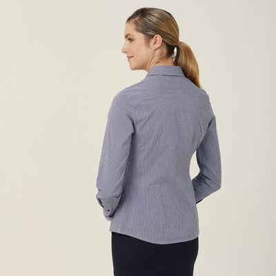WOMEN'S AVIGNON GINGHAM CHECKERED LONGSLEEVES-SLIM SHIRT