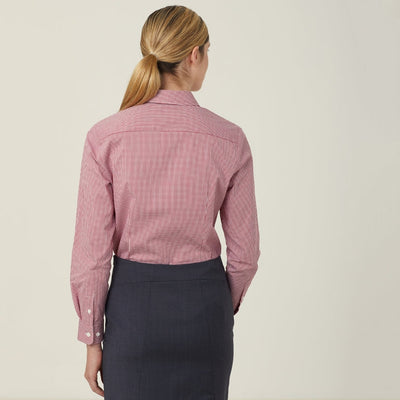 WOMEN'S AVIGNON GINGHAM CHECKERED LONGSLEEVES-SLIM SHIRT