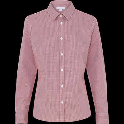 WOMEN'S AVIGNON GINGHAM CHECKERED LONGSLEEVES-SLIM SHIRT