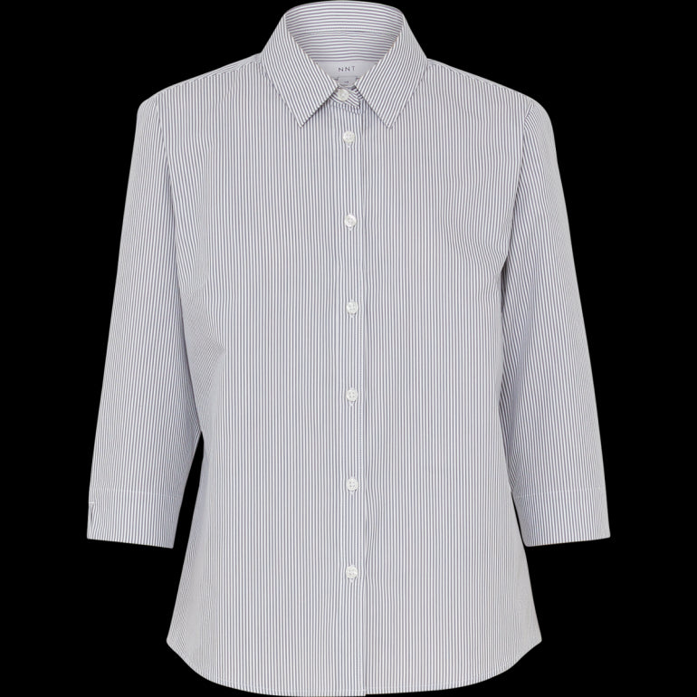 AVIGNON FINE BLOCK STRIPE STRETCH 3/4 SLEEVE SHIRT
