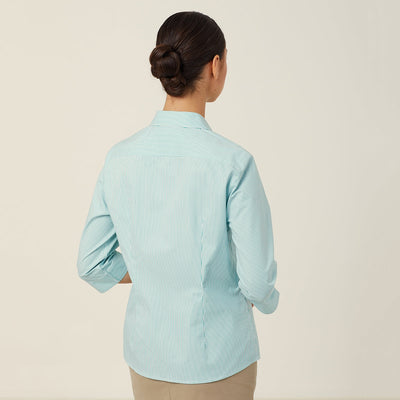 AVIGNON FINE BLOCK STRIPE STRETCH 3/4 SLEEVE SHIRT