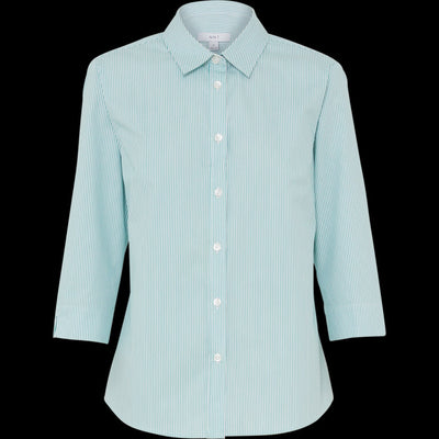 AVIGNON FINE BLOCK STRIPE STRETCH 3/4 SLEEVE SHIRT