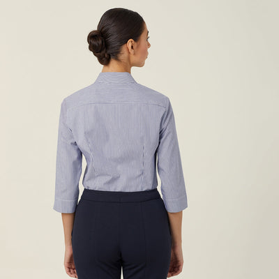 AVIGNON FINE BLOCK STRIPE STRETCH 3/4 SLEEVE SHIRT