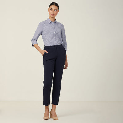 AVIGNON FINE BLOCK STRIPE STRETCH 3/4 SLEEVE SHIRT