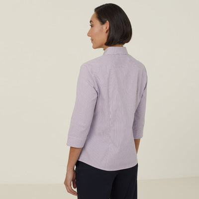 AVIGNON FINE BLOCK STRIPE STRETCH 3/4 SLEEVE SHIRT