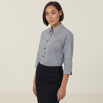 AVIGNON ABSTRACT PRINT STRETCH 3/4 SLEEVE SHIRT