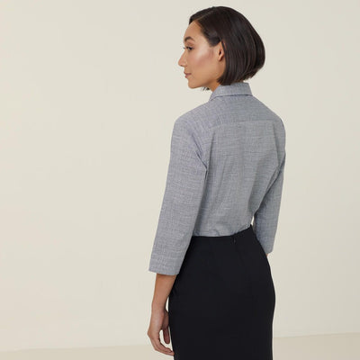 AVIGNON ABSTRACT PRINT STRETCH 3/4 SLEEVE SHIRT