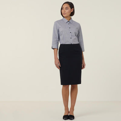 AVIGNON ABSTRACT PRINT STRETCH 3/4 SLEEVE SHIRT