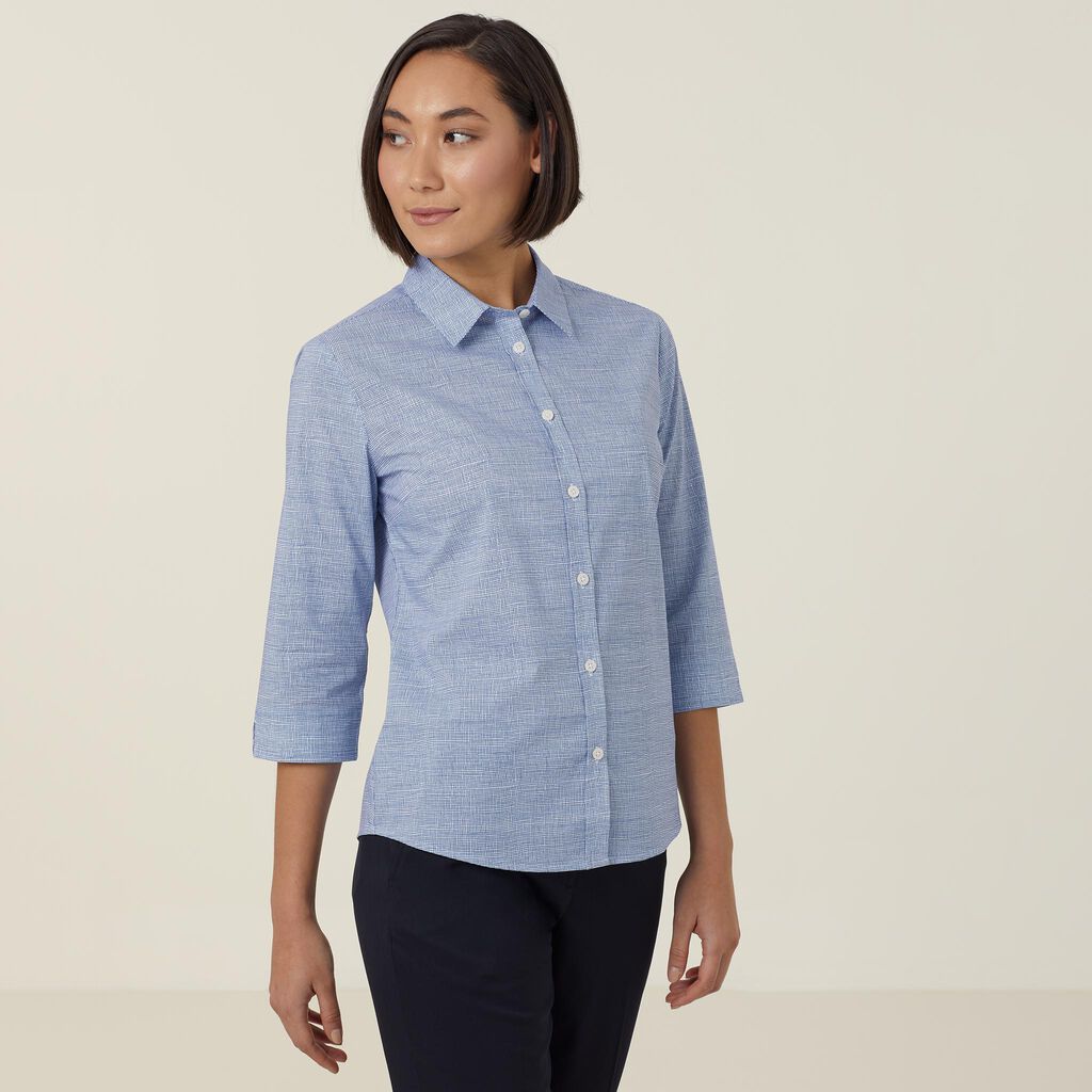 AVIGNON ABSTRACT PRINT STRETCH 3/4 SLEEVE SHIRT