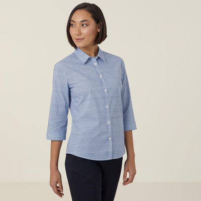 AVIGNON ABSTRACT PRINT STRETCH 3/4 SLEEVE SHIRT