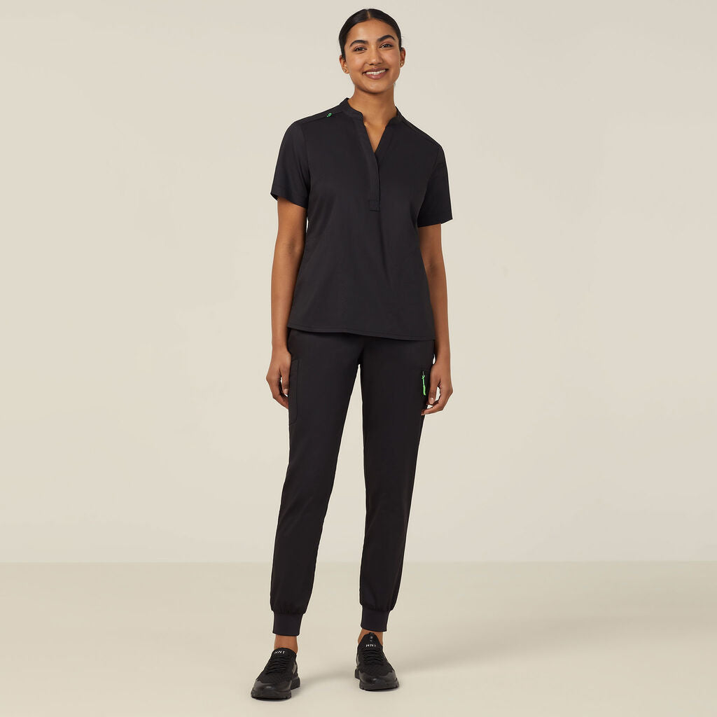 NEXT-GEN ANTIBACTERIAL ACTIVE BLACKBURN MANDARIN COLLAR SCRUB TOP