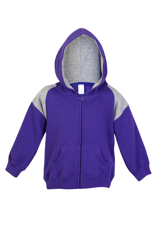 F335ZZ-Kids Shoulder  Contrast Panel Hoodies with Zipper