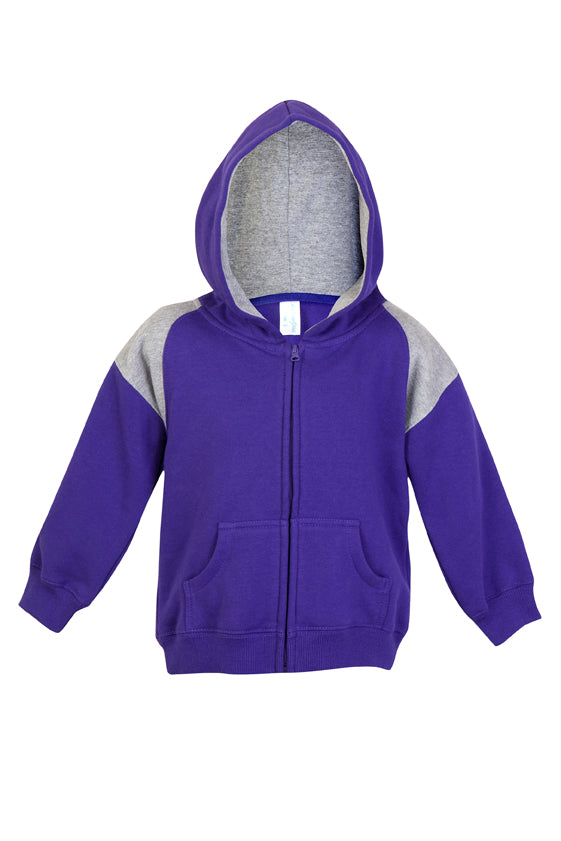 F335ZZ-Kids Shoulder  Contrast Panel Hoodies with Zipper
