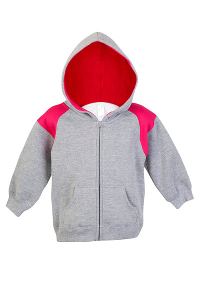 F335ZZ-Kids Shoulder  Contrast Panel Hoodies with Zipper