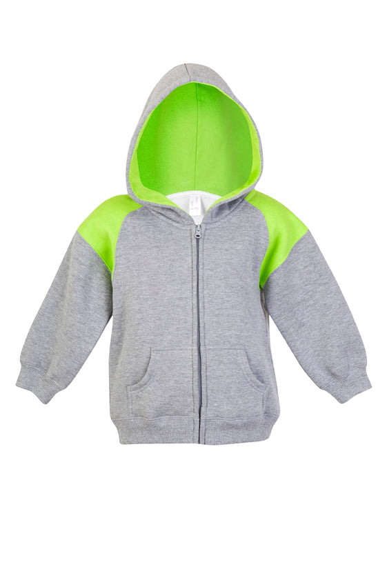 F335ZZ-Kids Shoulder  Contrast Panel Hoodies with Zipper